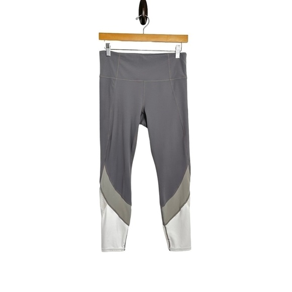 Athleta Womens Colorblock Salutation Leggings Sz Medium Gray White 281493 - Picture 2 of 10